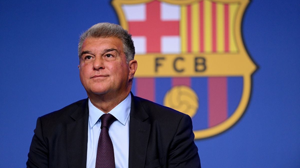 Joan Laporta en una conferencia de prensa con el FC Barcelona