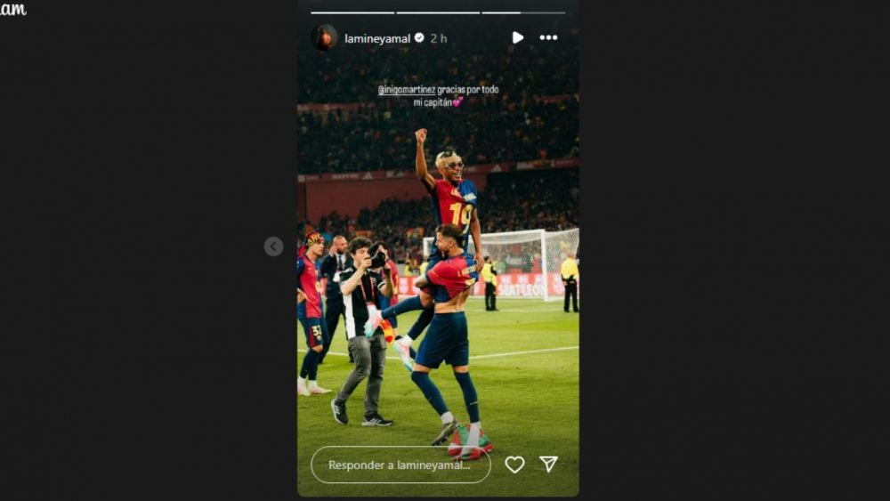 Storie de Lamine Yamal despidiendo a Iñigo Martínez