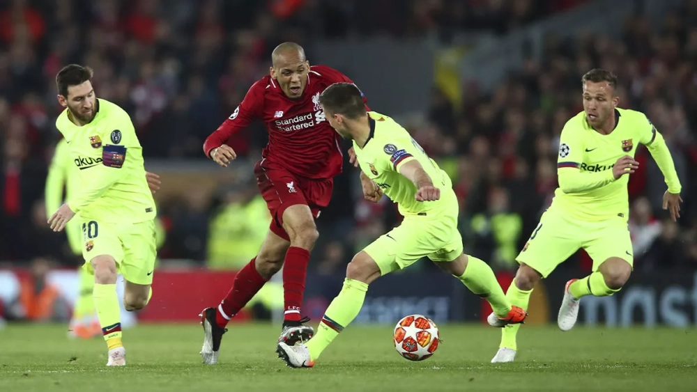 Barça players during the return leg of the Champions League 'semis' in 2019