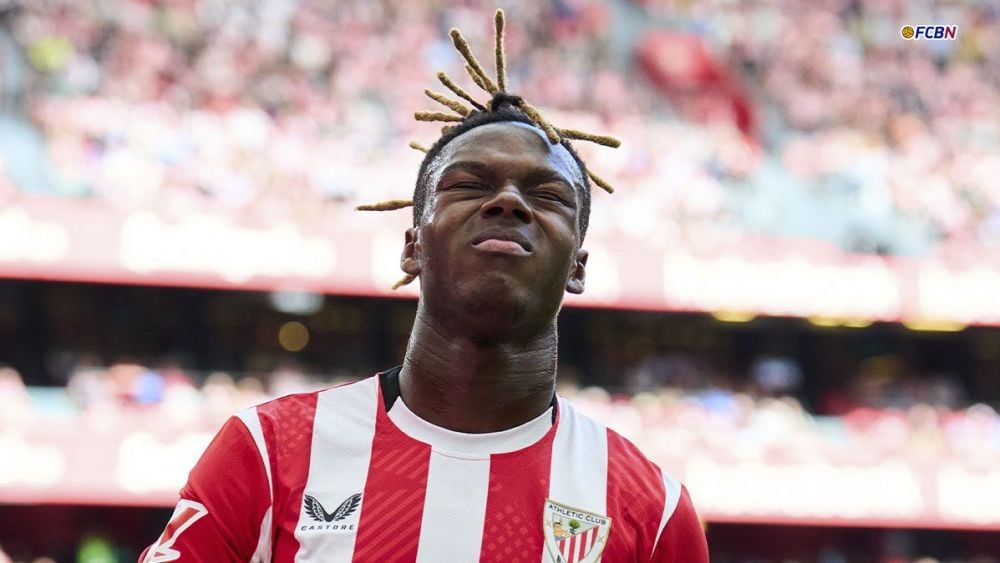 Nico Williams during a League match with Athletic