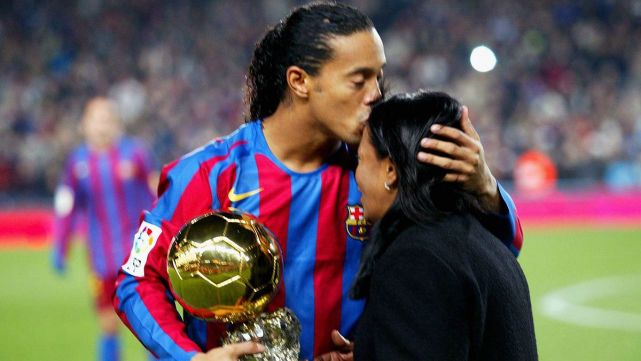 Ronaldinho, kissing his mother after winning the Ballon d'Or