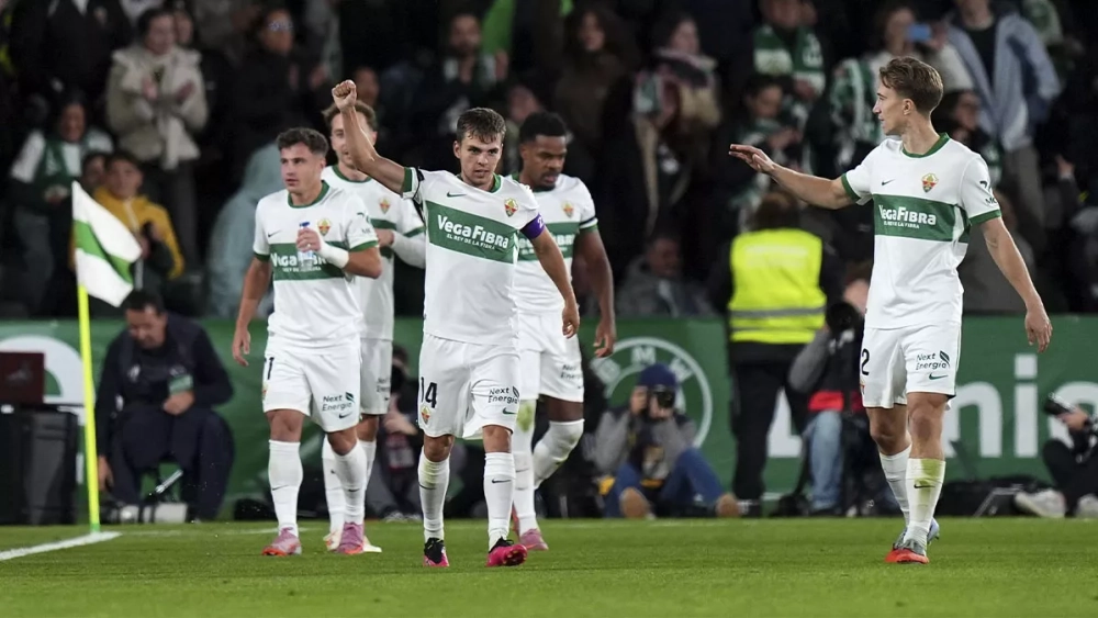 Aleix Febas celebrando su gol ante el Real Madrid